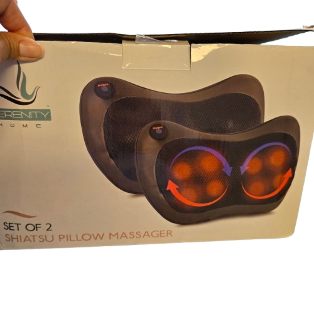 Serenity Shiatsu Pillow Massager Set  Two Black.